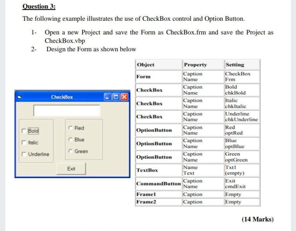 Question 3: The Following Example Illustrates The Use | Chegg.com