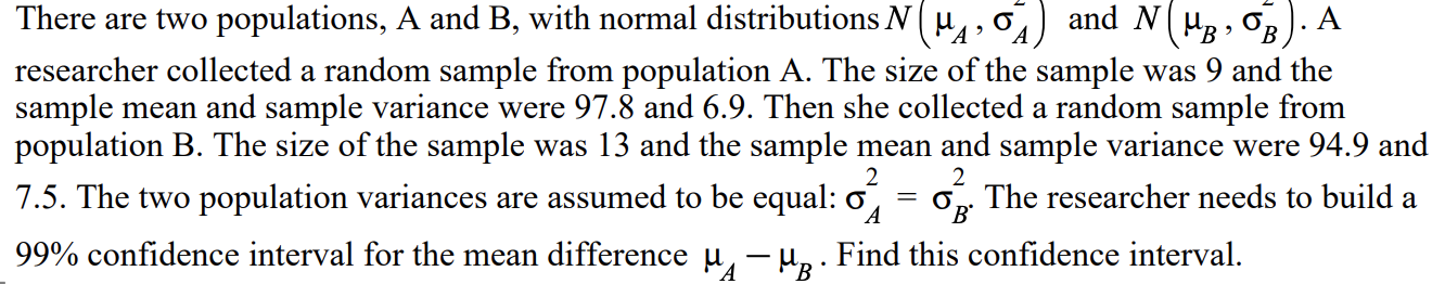 Solved There Are Two Populations, And B, With Normal | Chegg.com