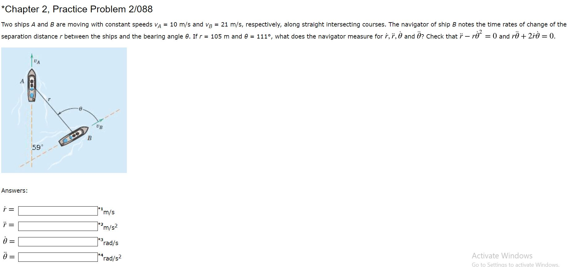 Solved *Chapter 2, Practice Problem 2/088 Two Ships A And B | Chegg.com