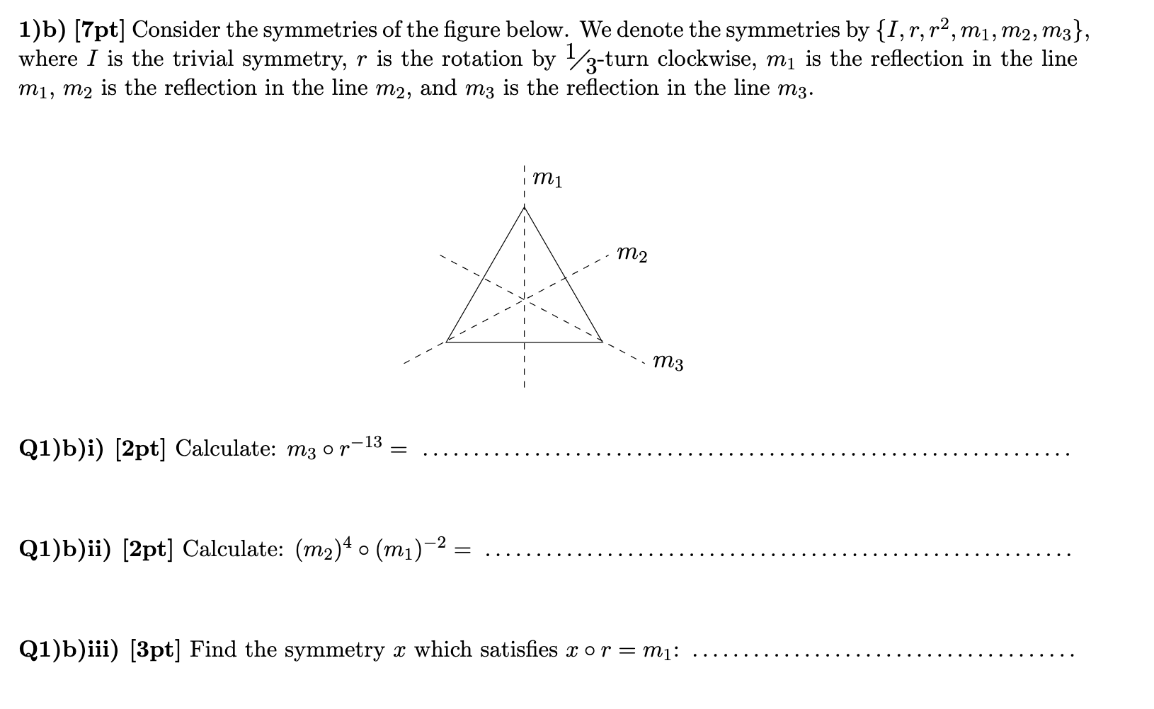 Solved 1)b) [7pt] Consider the symmetries of the figure | Chegg.com