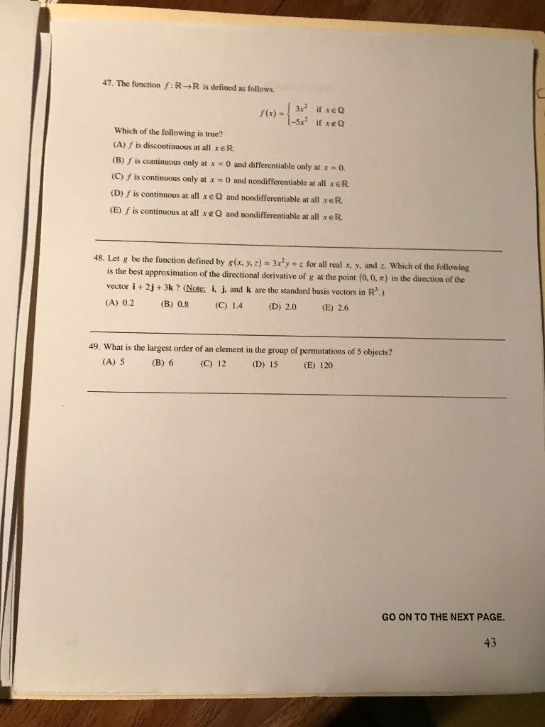 Solved 47 The Function F R R Is Defined As Follows X Chegg Com