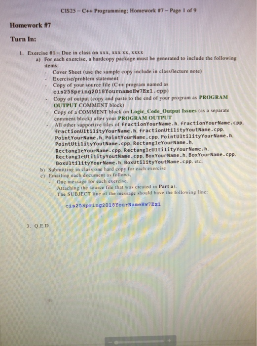 CIS25-C++ Programming: Homework #7-Page 1 of 9 | Chegg.com