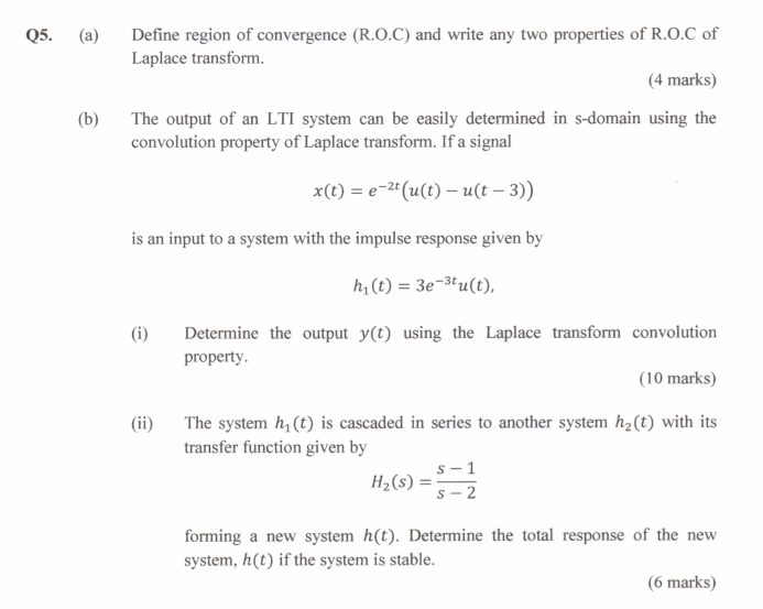 Solved Q5 A Define Region Of Convergence R O C And W Chegg Com