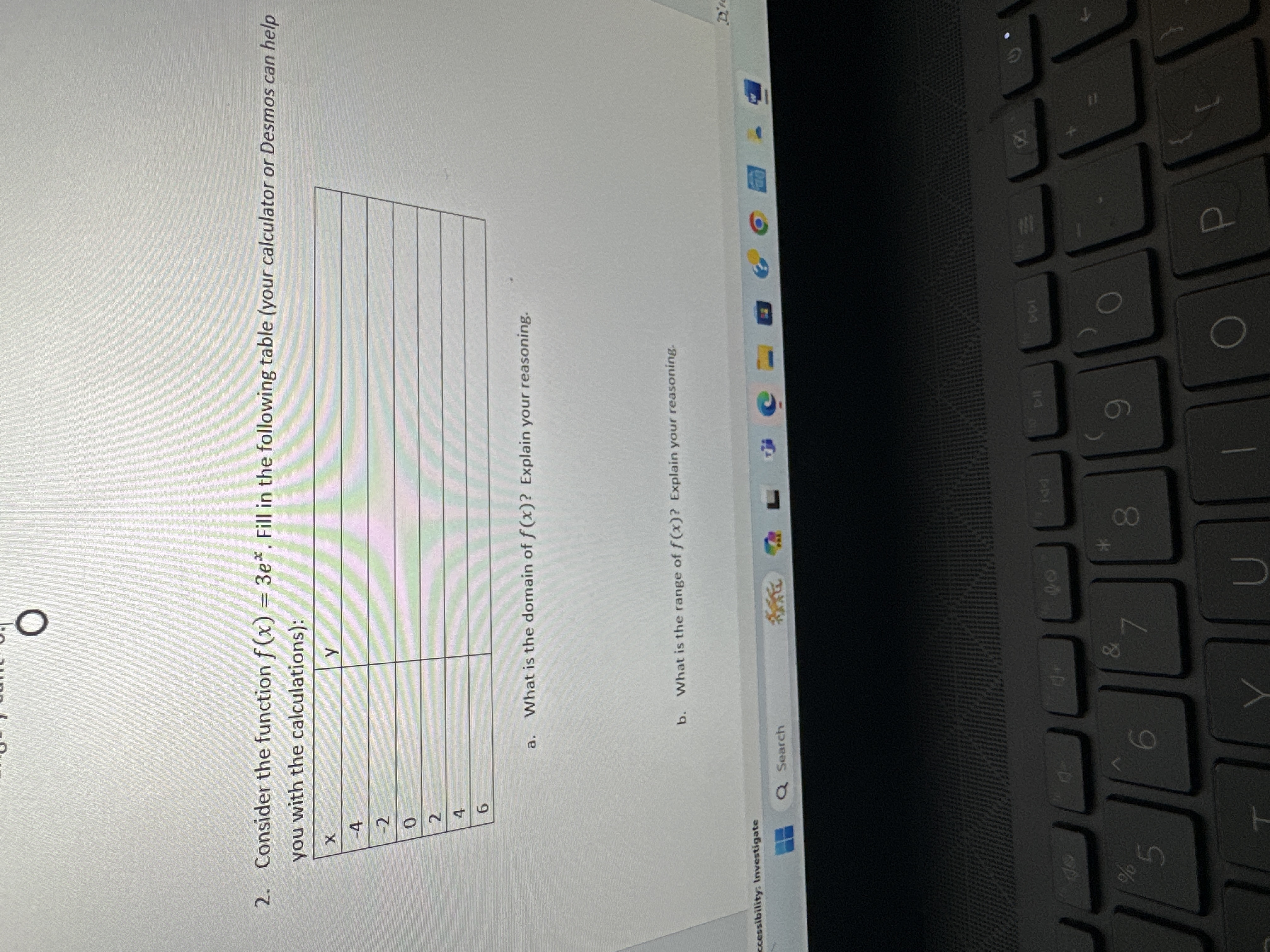 Solved Consider the function f(x)=3ex. ﻿Fill in the | Chegg.com