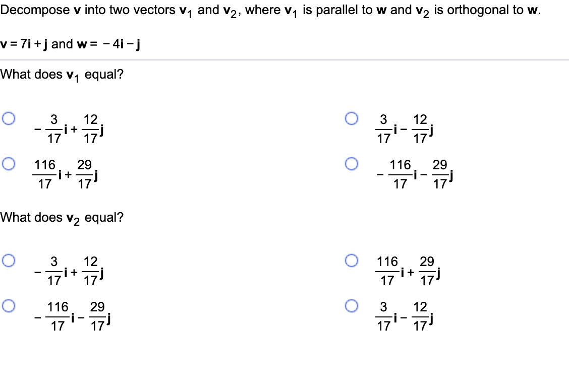 Solved Decompose V Into Two Vectors V1 And V2 Where V7 I Chegg Com
