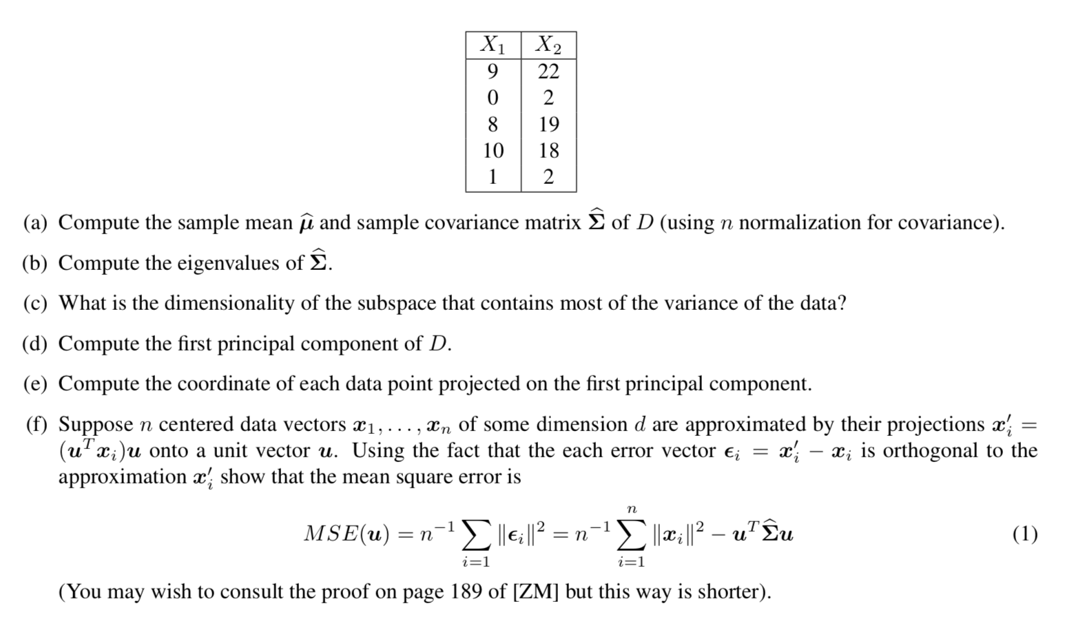 Solved A Compute The Sample Mean U And Sample Covarianc Chegg Com