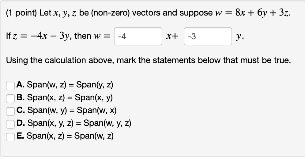 Solved (1 Point) Let X, Y, Z Be (non-zero) Vectors And | Chegg.com