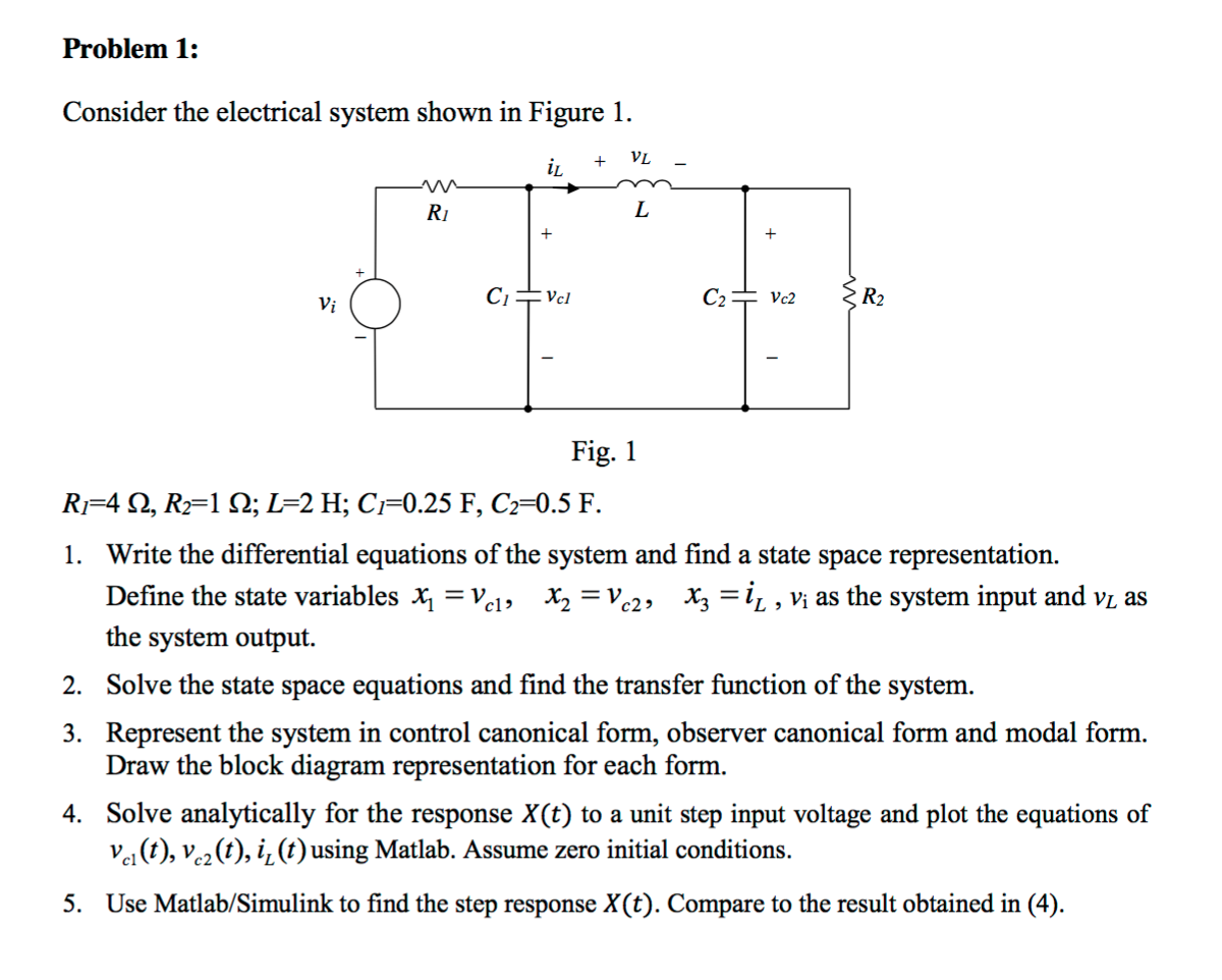 Solved Problem 1: Consider the electrical system shown in | Chegg.com