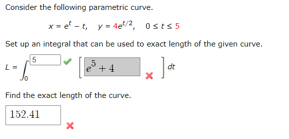 Solved Consider the following parametric curve. | Chegg.com