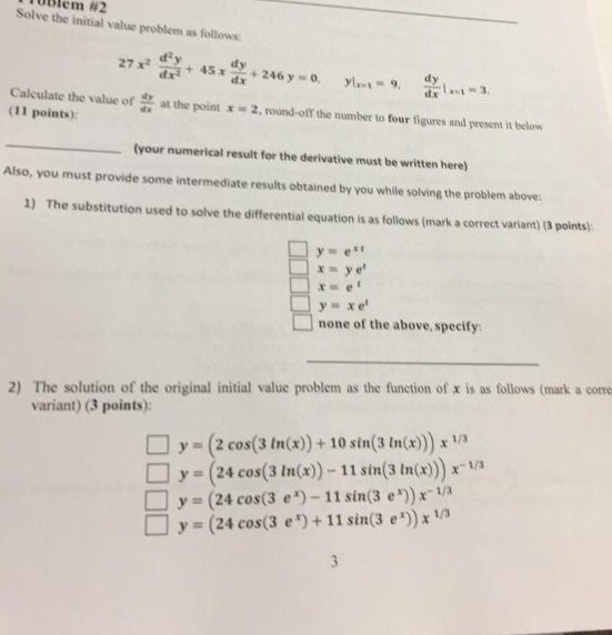 Solved roblem #2 Solve the initial value problem as follows | Chegg.com