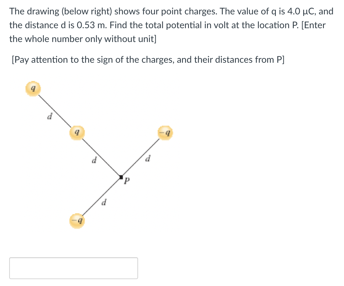 Solved The drawing (below right) shows four point charges.