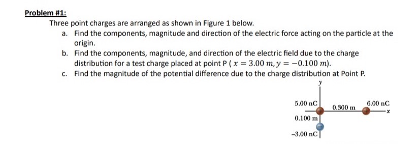 Solved Problem \#1: Three point charges are arranged as | Chegg.com
