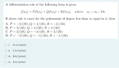 Solved A differentiation rule of the following form is | Chegg.com