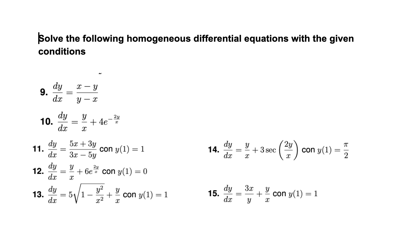 Solved Solve The Following Homogeneous Differential | Chegg.com