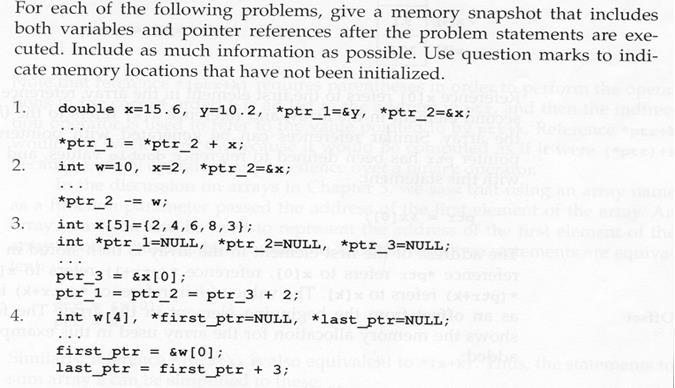 Solved For each of the following problems, give a memory | Chegg.com