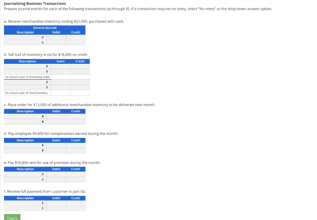 Solved Journalizing Business Transactions Prepare journal | Chegg.com