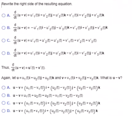 Solved Prove The Sum And Difference Rules For Vector Func Chegg Com