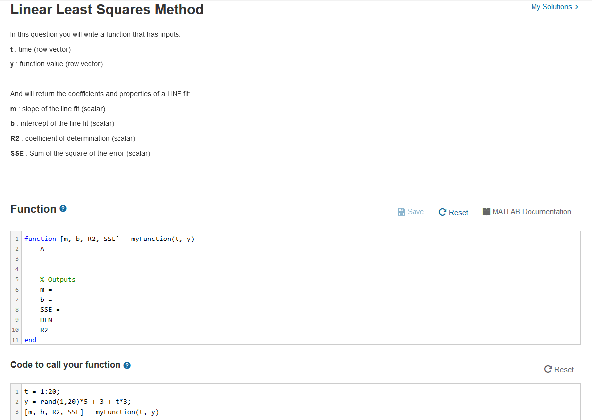 Solved Linear Least Squares Method My Solutions > In this | Chegg.com