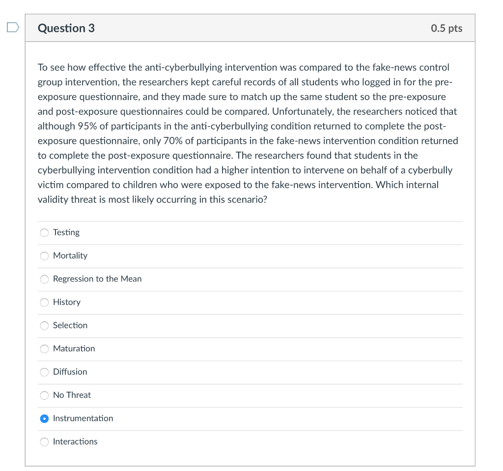 Solved Question 3 0.5 pts To see how effective the | Chegg.com