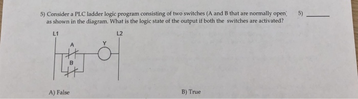 Solved 5) Consider a PLC ladder logic program consisting of | Chegg.com