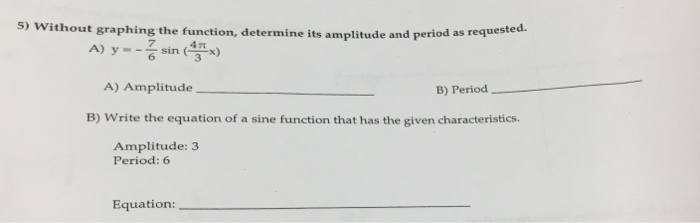 Solved 5) Without graphing the function, determine its | Chegg.com