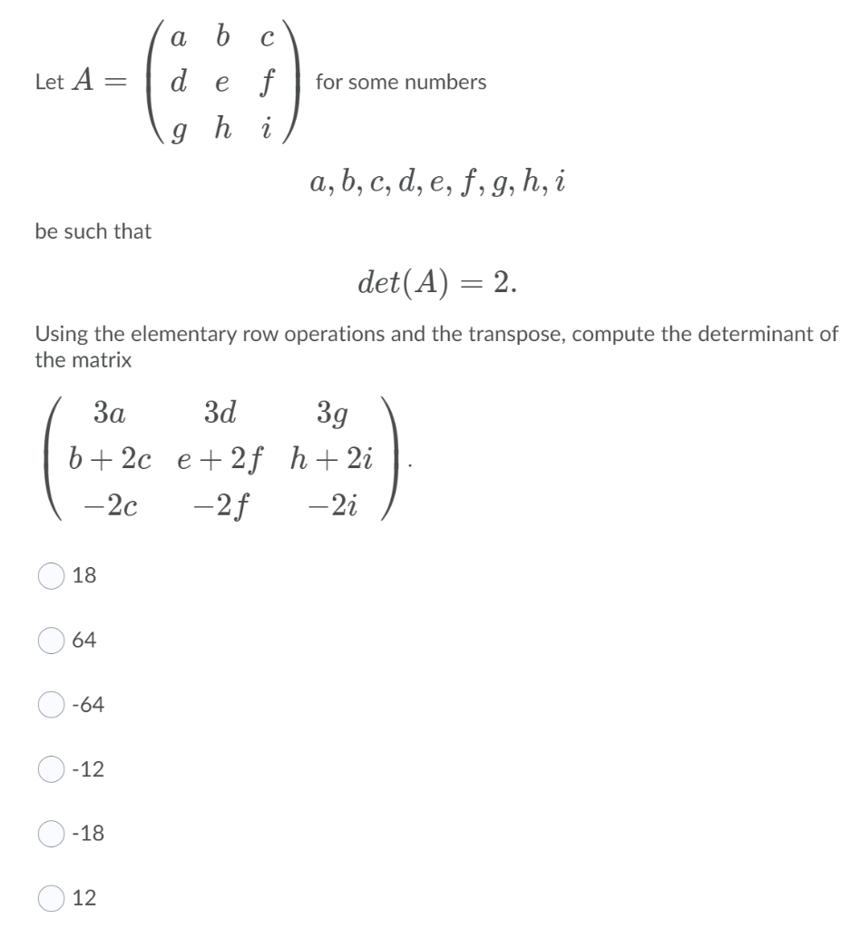 Solved A B с Let A 6 = For Some Numbers D E F G H και A, B, | Chegg.com