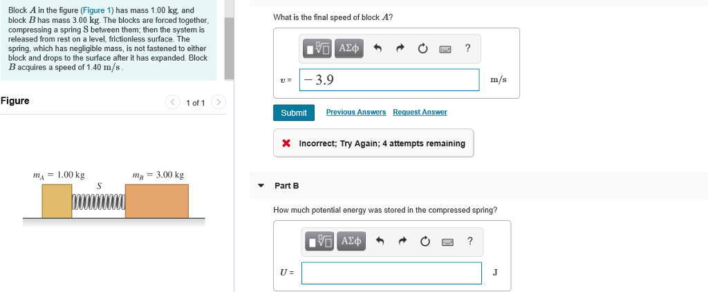 Solved Block A In The Figure (Figure 1) Has Mass 1.00 Kg, | Chegg.com