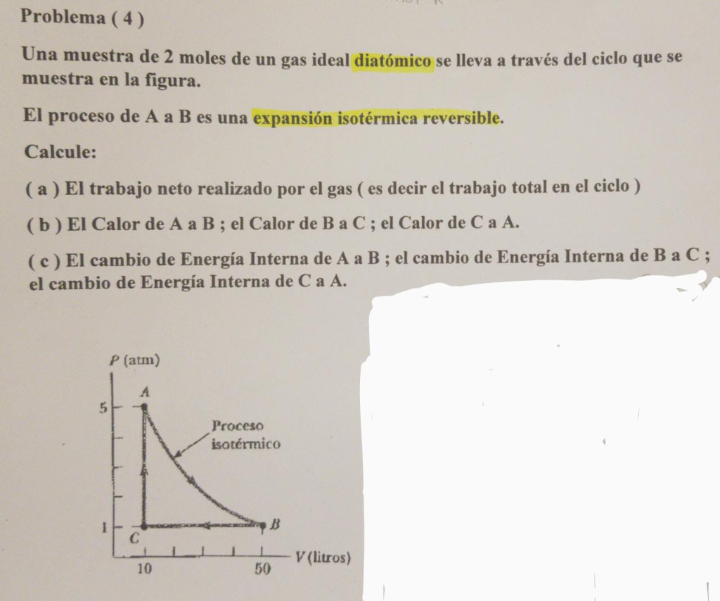 Problema (4) Na Muestra De 2 Moles De Un Gas Ideal | Chegg.com