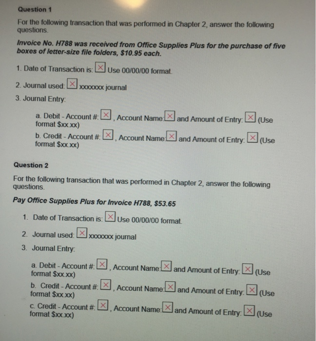 Solved Question 1 For the following transaction that was | Chegg.com