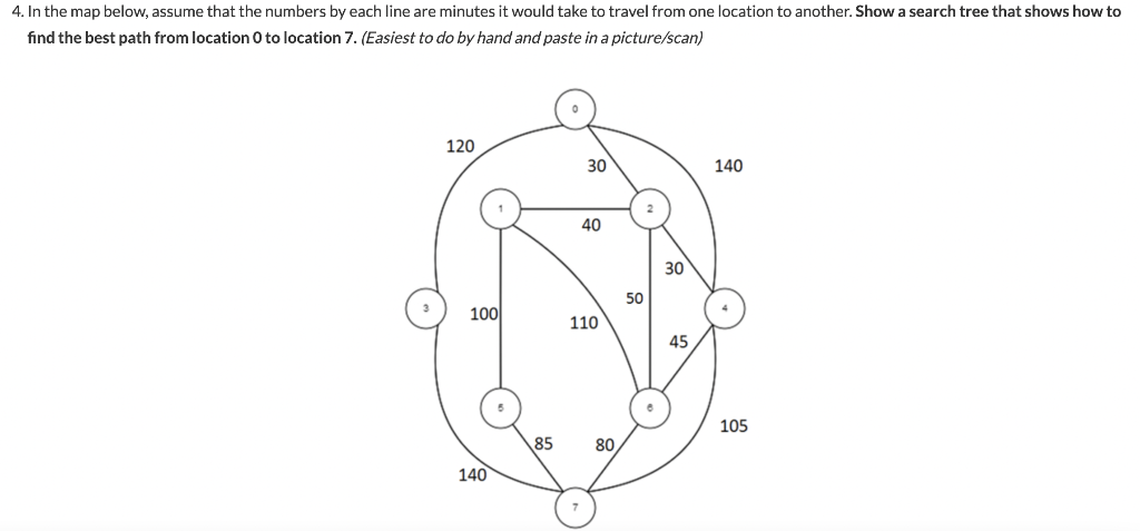 Solved 4. In the map below, assume that the numbers by each | Chegg.com