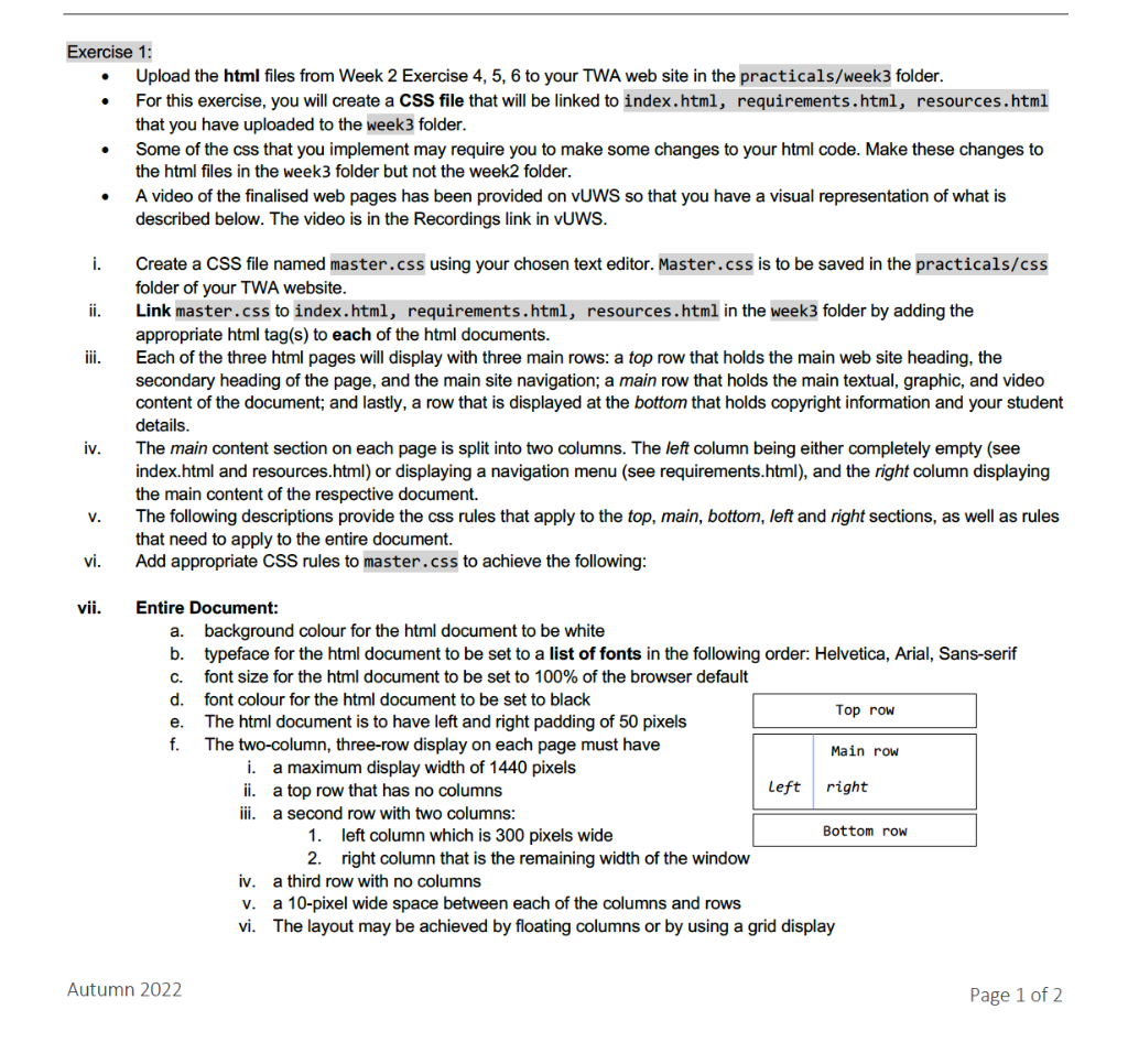 Solved Exercise 1: Upload The Html Files From Week 2 | Chegg.com