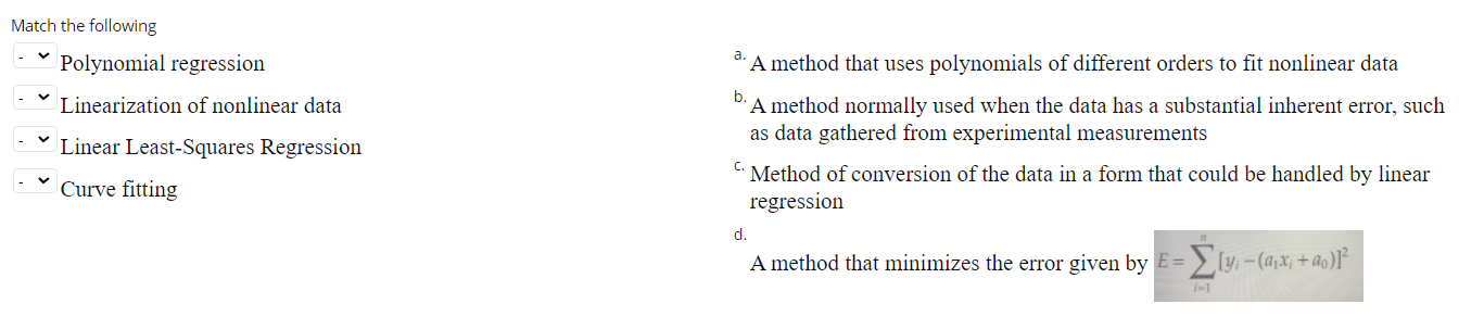 Solved Match The Following Polynomial Regression A. | Chegg.com