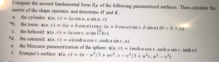Solved Compute the second fundamental form IIp of the | Chegg.com