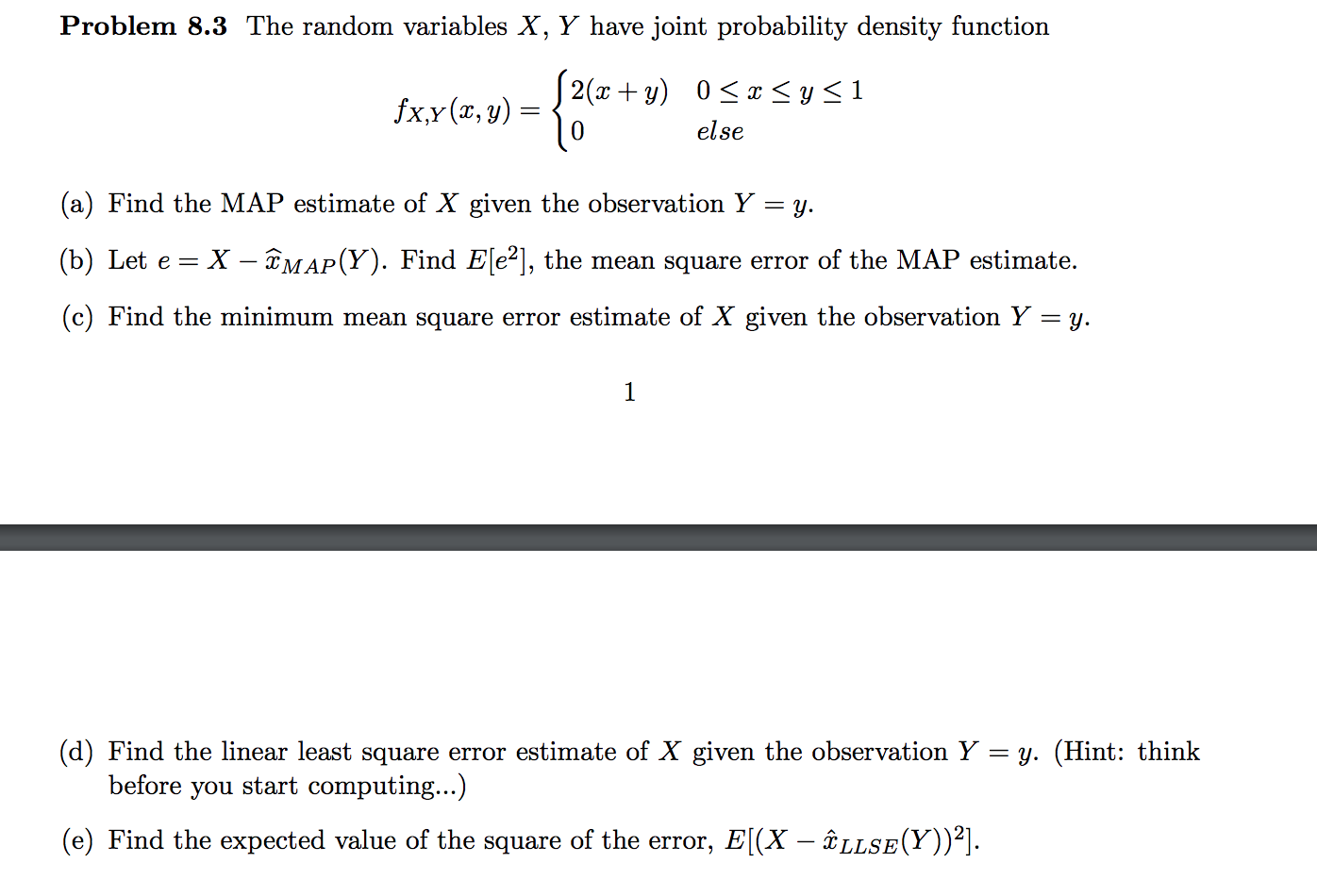 Solved Problem 8 3 The Random Variables X Y Have Joint P Chegg Com