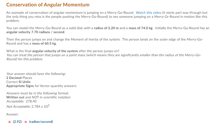Solved Conservation of Angular Momentum An example of | Chegg.com