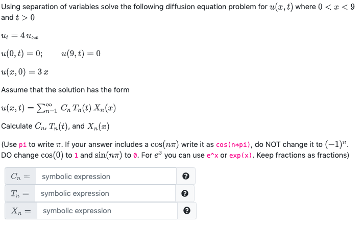 Solved Using Separation Of Variables Solve The Following Chegg Com