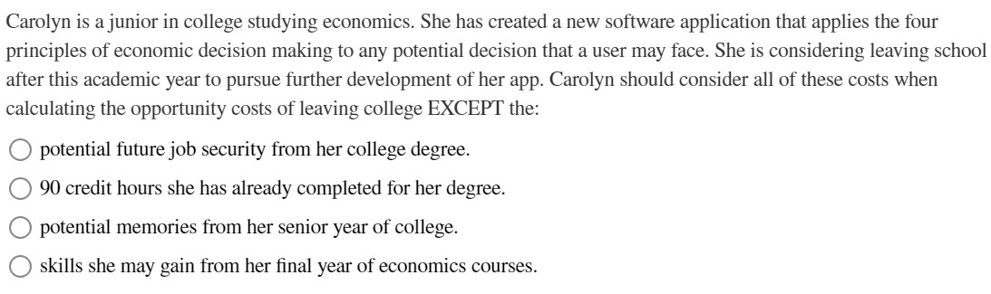 Solved Carolyn Is A Junior In College Studying Economics Chegg solved-carolyn-is-a-junior-in-college-studying-economics-chegg