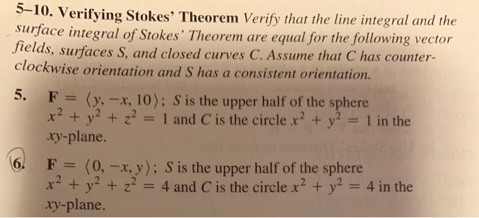 Solved 5-10. Verifying Stokes' Theorem Verify That The Line | Chegg.com