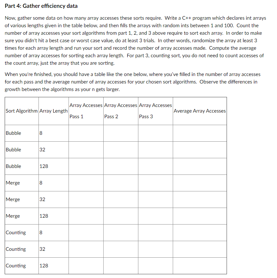 Solved Part 1: O(n2) sort Pick a O(n2) sorting algorithm | Chegg.com