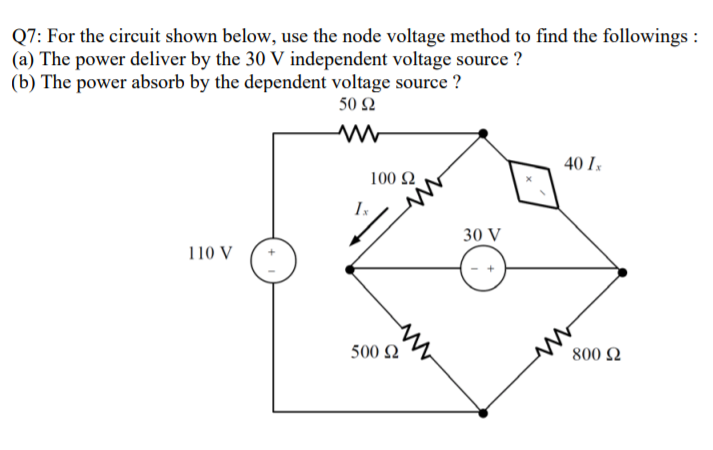 Solved Q7: For the circuit shown below, use the node voltage | Chegg.com