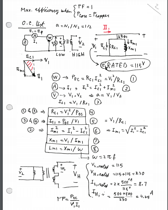 Solved 1. From The Open-circuit And Short-circuit Test Data, 