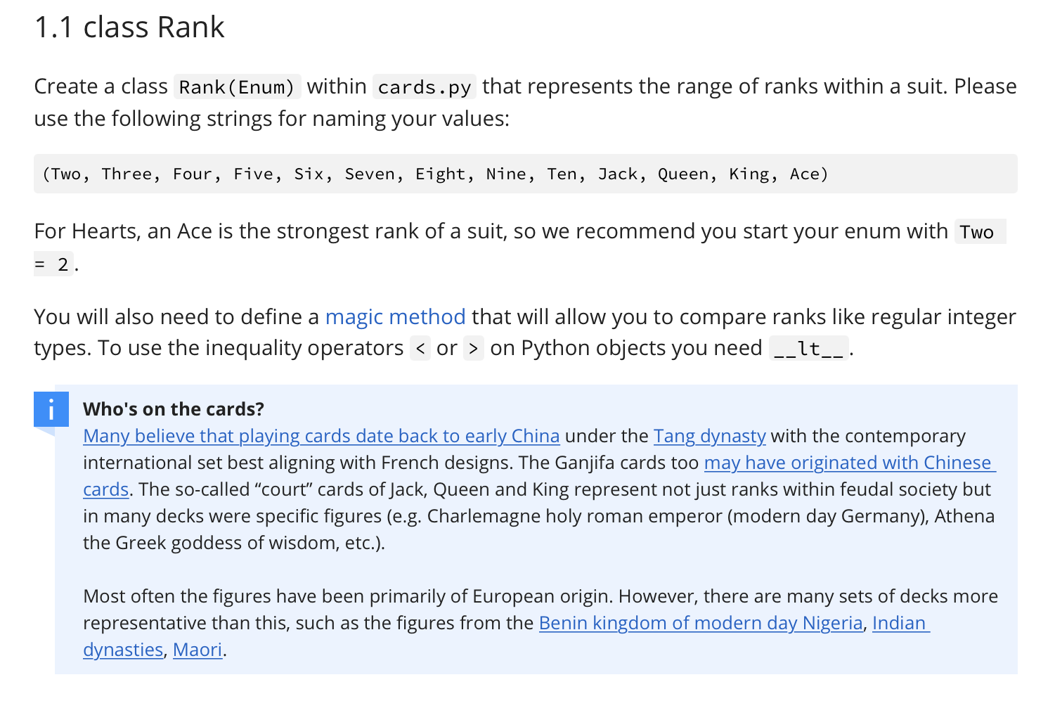 Solved Task 1: Cards The first task is to create your own | Chegg.com