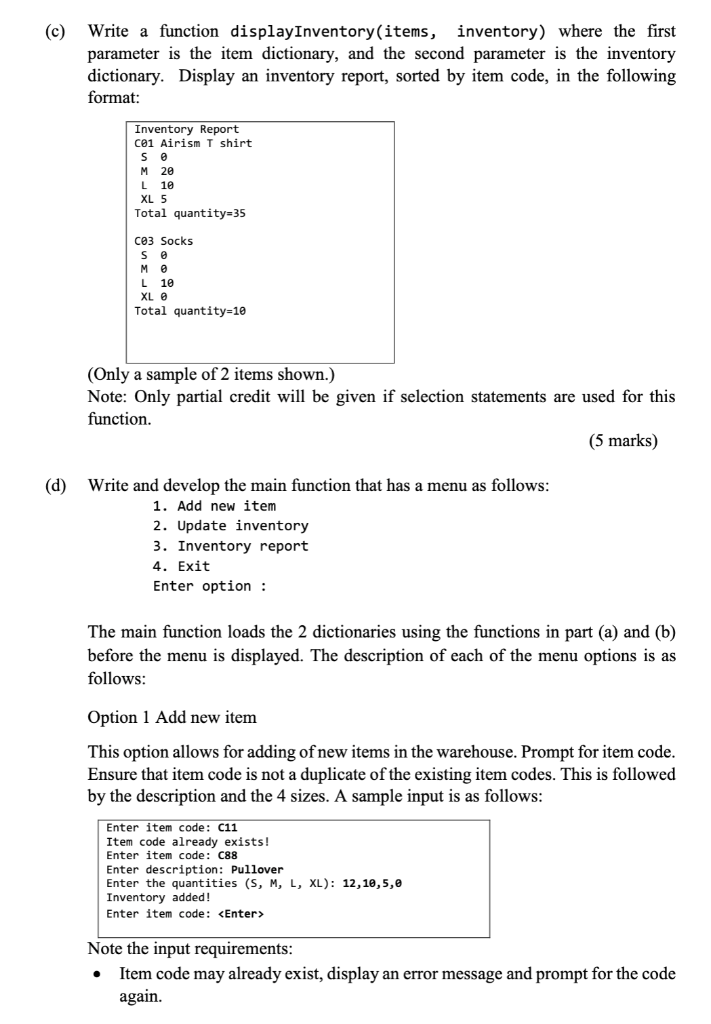 Solved Question 4 (25 marks) A clothing store maintains | Chegg.com
