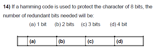 Solved 14) If a hamming code is used to protect the | Chegg.com