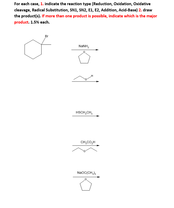 Solved For each case, 1. indicate the reaction type | Chegg.com