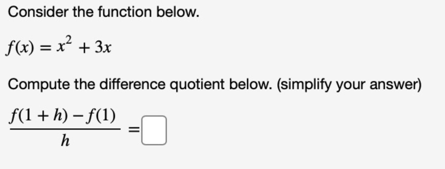 Solved Consider the function below. f(x) = x? + 3x Compute | Chegg.com