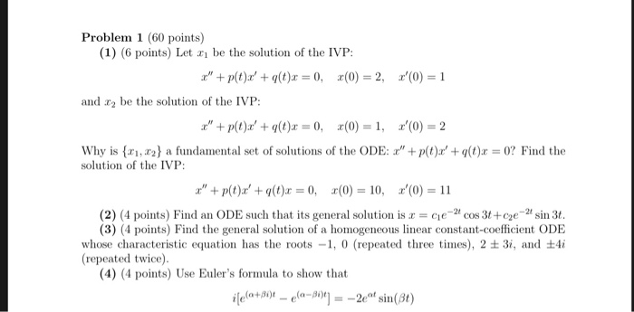 Solved Problem 1 (60 points) (1) (6 points) Let 2 be the | Chegg.com