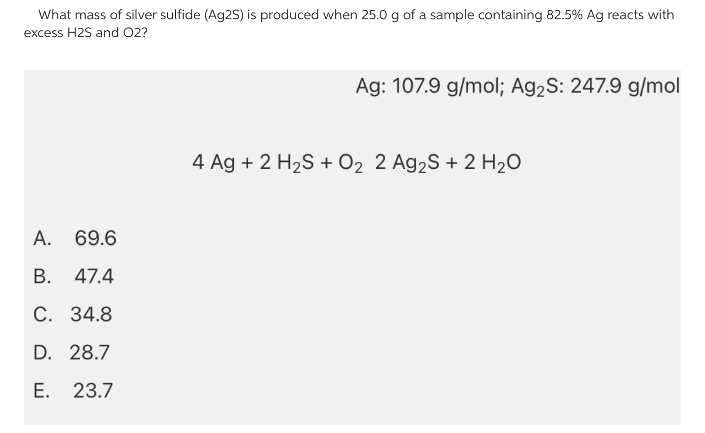 Solved What mass of silver sulfide (Ag2S) is produced when | Chegg.com