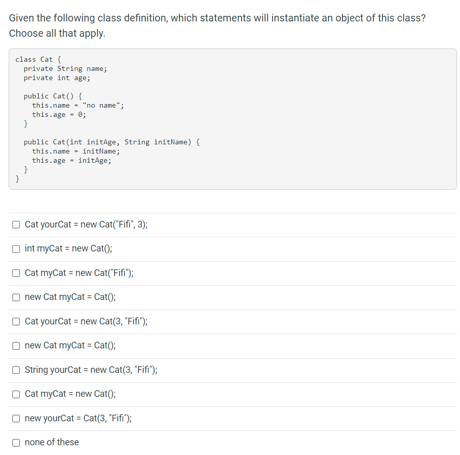 Solved Glven the following class definitions, which of the