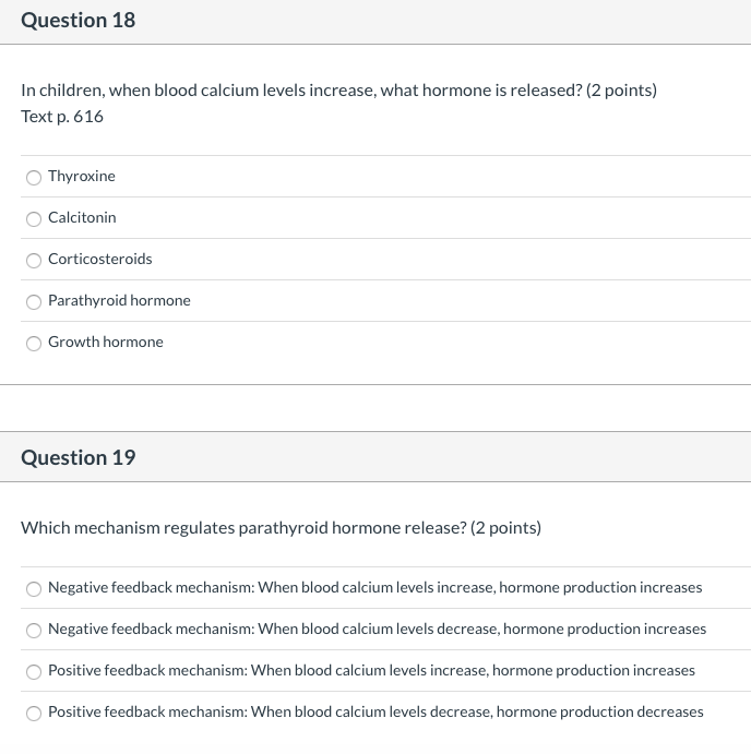 Solved Question 18 In children, when blood calcium levels | Chegg.com
